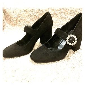 Faux Suede Mary Jane Pumps
